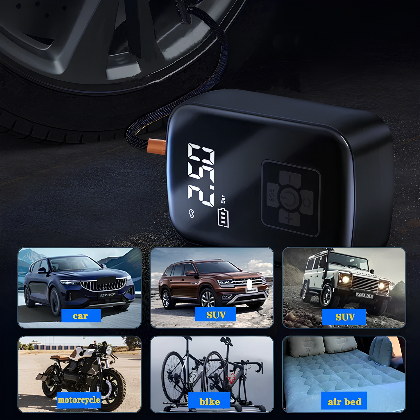 PacktoFreedom™ Bike & Car – Portable Tire Pump